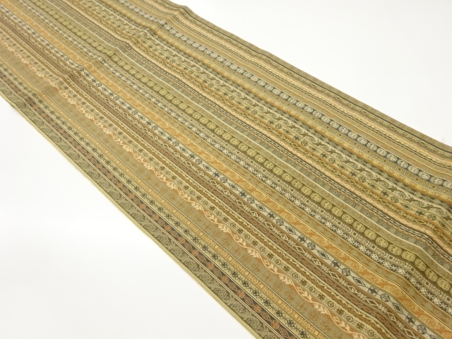 JAPANESE NAGOYA OBI / CHIKUZEN HAKATA / WOVEN FLORAL PLANTS